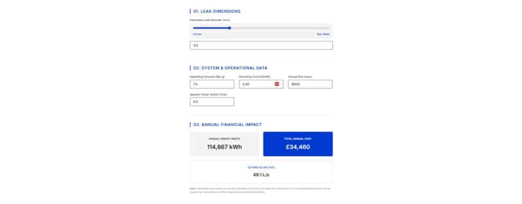 Air Leak Cost Calculator